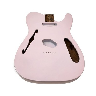 Brio Pink T-Style Thinline Guitar Body   Roasted Ash   Fender-Spec   Semi-Hollow
