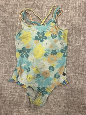 Matilda Jane Lets Go Together Dive In Swimsuit Size 8 Yellow Ruffled One Piece