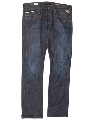 Replay Herren Waitom Straight Jeans W36 L36 dunkelblau Baumwolle AI12
