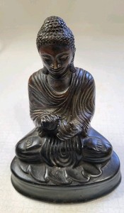 VTG Antique Handmade Bronze Sitting Buddha Statue With Dharmachakra Mudra