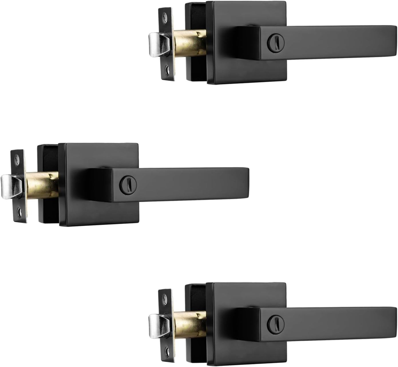 NCL Privacy Interior Door Handle (3 Pack), Keyless/ Privacy, Matte Black