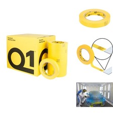 Q1 3/4 in 18mm x 55m Yellow Automotive Masking Tape High Temp Case of 48 Rolls