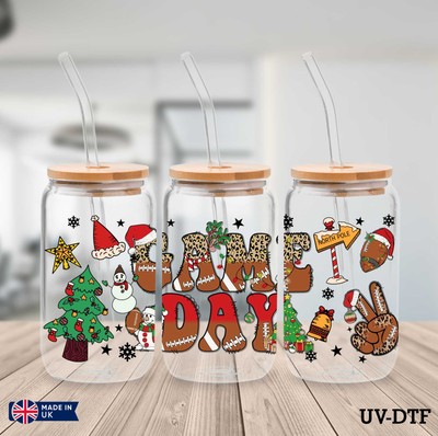 Spieltag Weihnachten UV DTF Aufkleber - 16oz Libbey Dose Glasfolie YN570