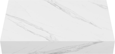 Monaco 36'' White Marble Floating Vanity with Vessel Sink for Bathroom