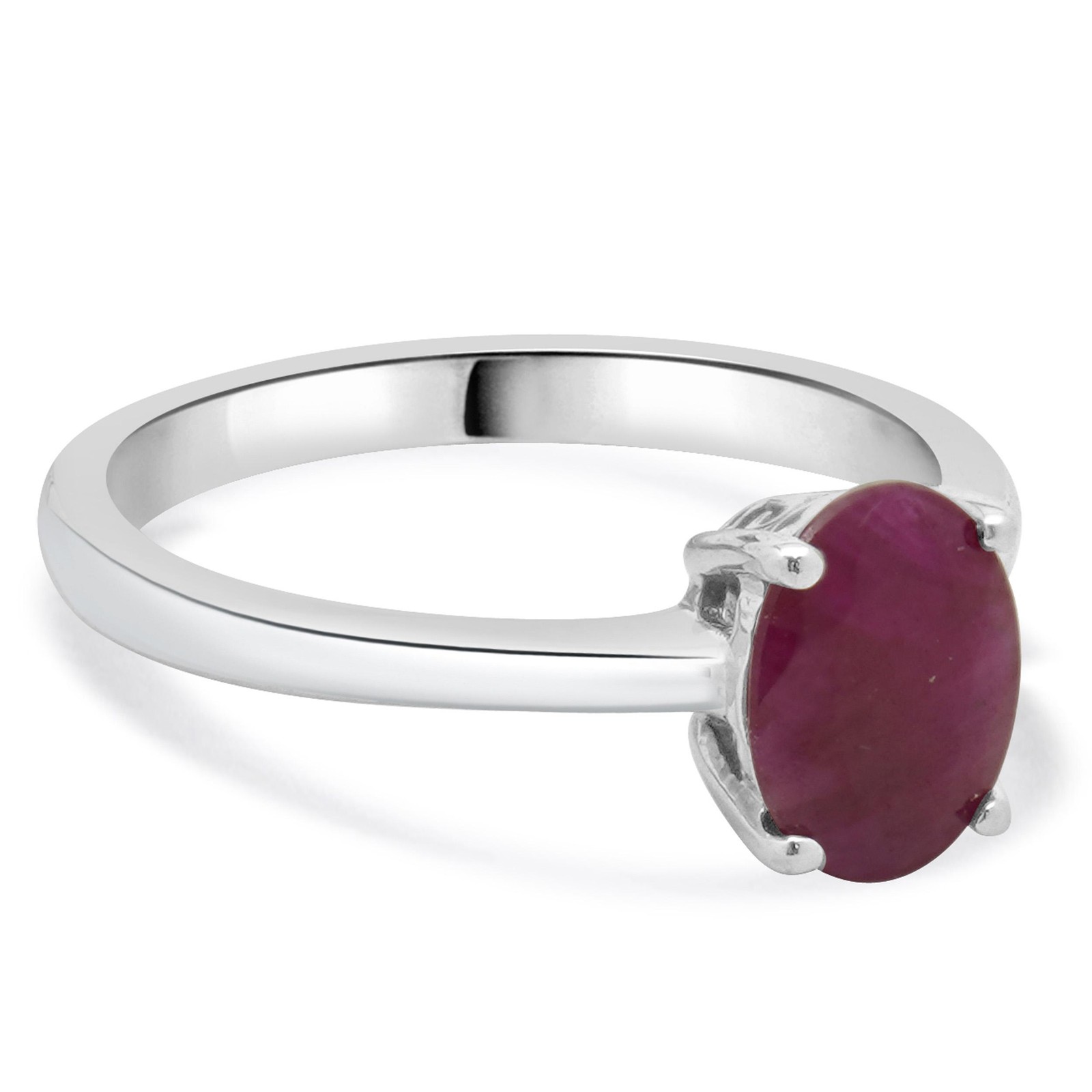 Platinum Oval Ruby Solitaire Ring - image 3