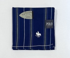 NWT Polo Vintage Men Handkerchief Stirped Blue Navy Pocket Square 20  