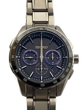 SEIKO Solar Wristwatch / Analog / BLK / SLV / 8B82 0AR0//