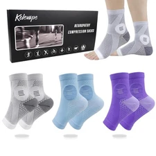 3 Pairs Neuropathy Socks for Women & Men,nano Comprex Ankle Sleeves Protection E