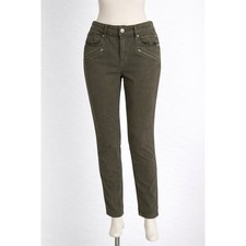 Kenneth Cole Jess Skinny Pants Women 2 Olive Green Zipper Pocket Mid Rise jeans