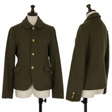  Used COMME des GARCONS Button design wool round collar jacket Khaki S Ladies 