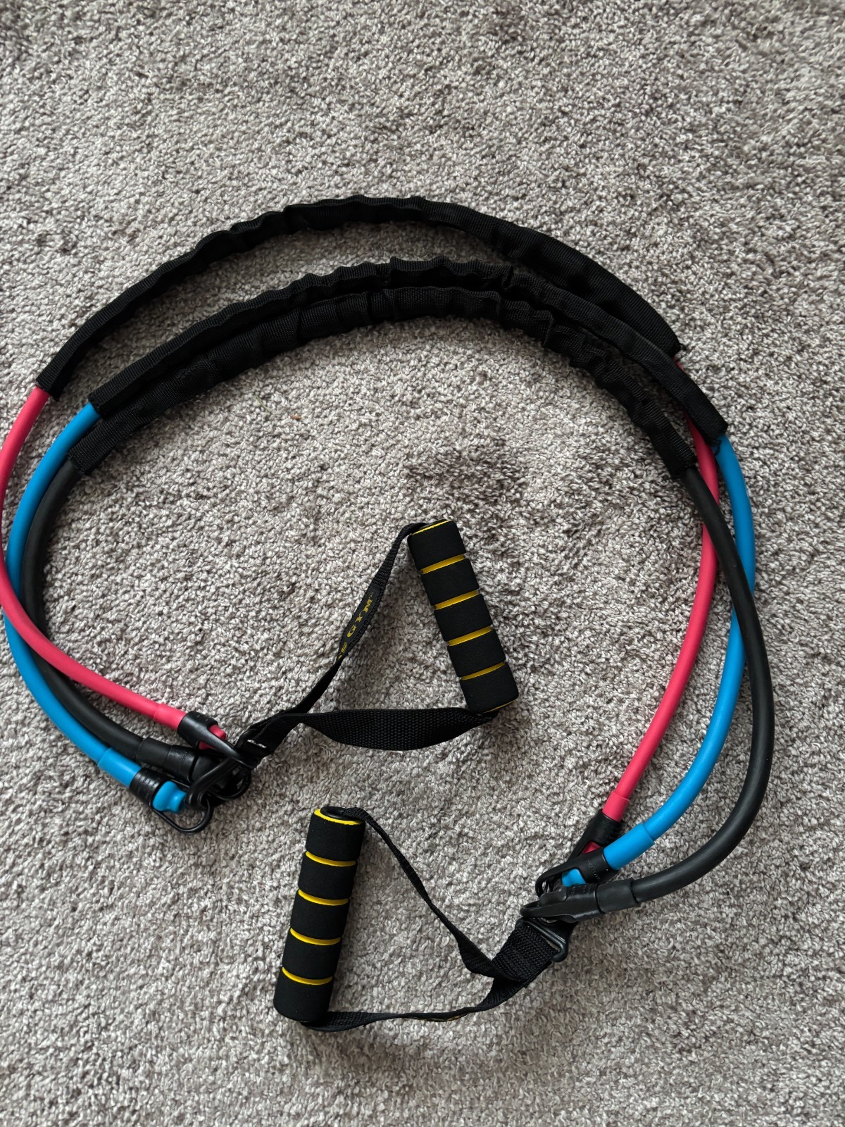 Gold's Gym Long Resistance Tube Fitness Exercise Workout Band Kit