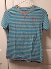 Under Armour Girls Shirt /Top Youth Large Stripes Charged Kids ADORABLE