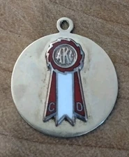Vintage 14K Gold American Kennel Club AKC Enamel Red Ribbon Charm Pendant Award