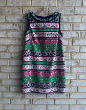 Talbots Sleeveless Round Neck Multicolor Paisley Striped Dress Size 8 petite