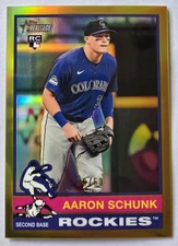 2025 Topps Heritage Aaron Schunk #90 Gold 26 /50 RC Colorado Rockies Rookie