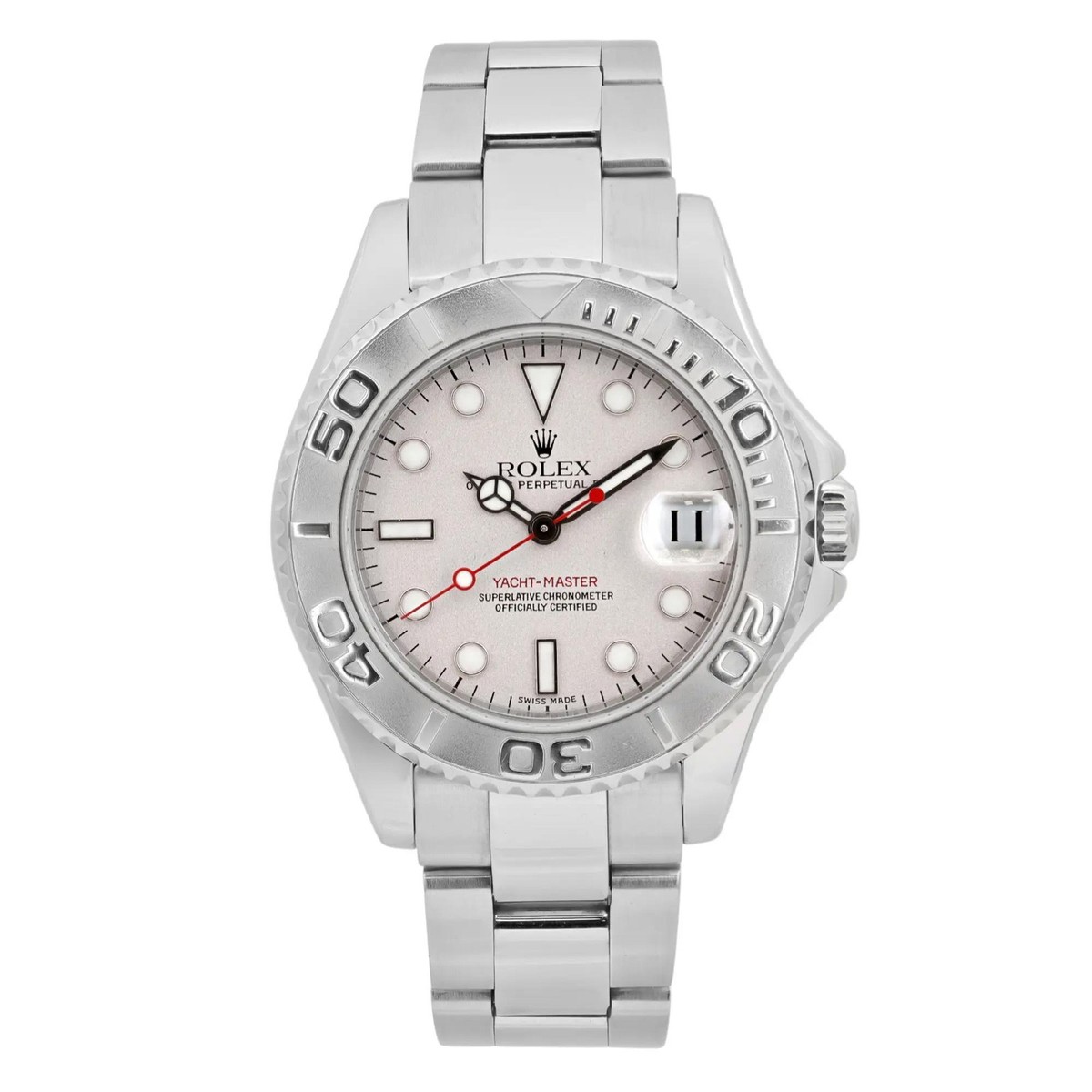 Rolex Yacht-Master Platinum Bezel Steel Automatic Midsize Watch 168622