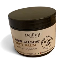 Delfanti Beef Tallow Body Balm with Honey & Jojoba Oil – 17.6 oz – Sealed – New