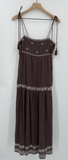 American Eagle Dress Women Small Brown Boho Cottage Maxi Long Cut Out NEW