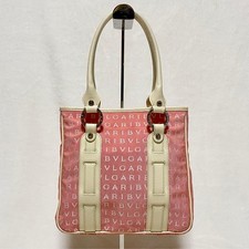 Borsa a mano BVLGARI Logomania B.Zero1 rosa tela pelle autentica rara
