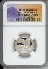 2010-S Yellowstone Silver Quarter NGC PF70 Ultra Cameo 25C America the Beautiful