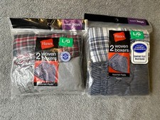 Hanes Woven Boxers Boys L/G Assorted Plaids Comfort Flex Waistband 2009