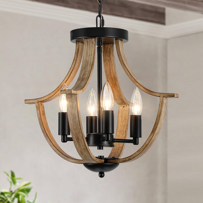 Farmhouse Hanging Pendant Lighting, 4-Light Rustic Flush Mount Ceiling Light Fix