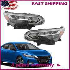Left+Right Headlights Clear LED Assembly For 2020 2021 2022 Nissan Sentra SR