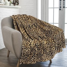 Cheetah Print Fleece Throw Blanket Leopard Animal Soft Microfiber for Sofa Couch