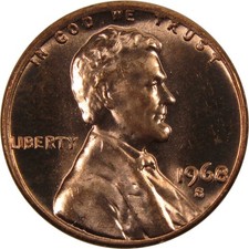 1968 S Lincoln Memorial Cent Uncirculated Mint State Penny 1c Coin