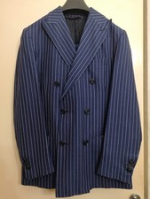 Abito gessato doppiopetto uomo blu tg. 46 tessuto Ermenegildo Zegna