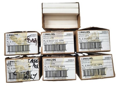 Lot of 67 Philips PL S 9W CFL Bulbs   G23 2 Pin Base   Compact Fluorescent Lamps