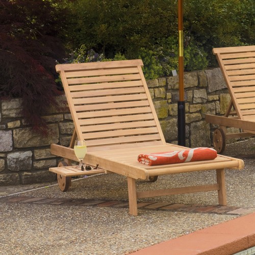 Oxford Garden Natural Teak Chaise Lounge Chair Brown