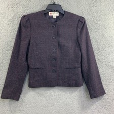 Vtg Peabody House Wool Blend Womens Blazer Jacket Purple Sz 9/10 Lined