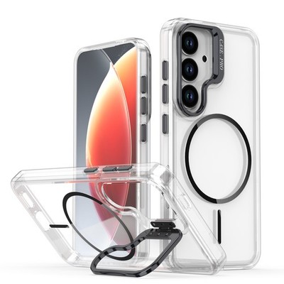 For Samsung Galaxy A17 A26 A006-A34 Mag Safe Lens Ring Stand Clear Phone Case
