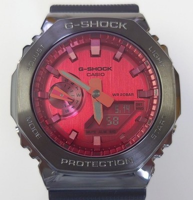 G-Shock GA-2100 CasiOak Red Metal Cover Watch From Japan