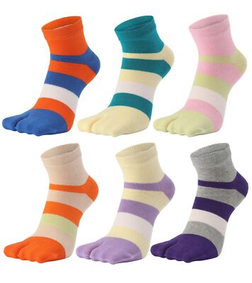 Women's Solid 2 Toe Flip Flop Tabi Socks Geta Ankle Cotton 5/6 Pairs