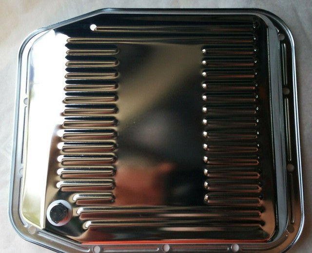 TRANSMISSION PAN FORD AOD TRIPLE PLATED CHROME A.O.D. STOCK HEIGHT W