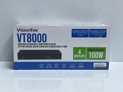 VisionTek - VT8000 Quad Bildschirm USB 3.0 / Usb-C 4K Dockingstation 901492 Neu