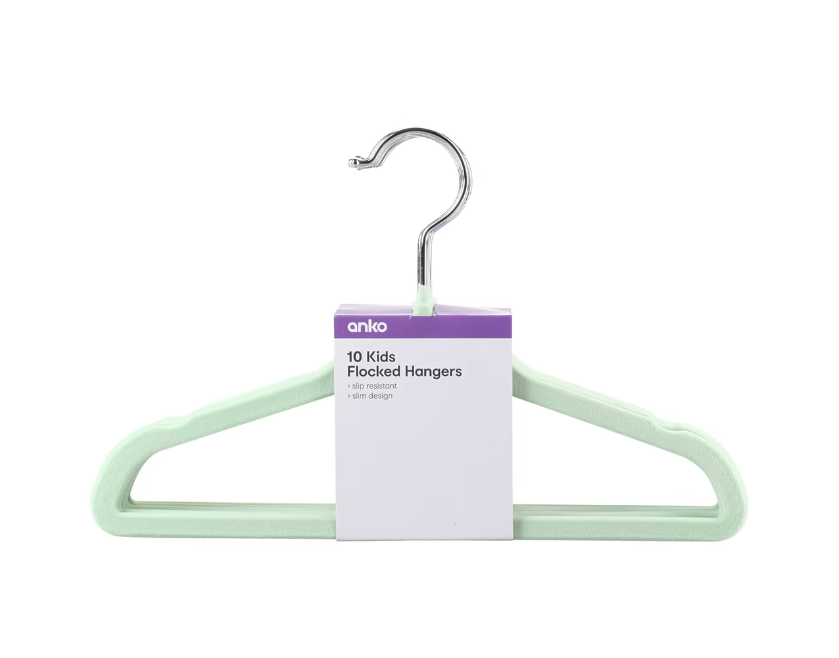 10 PCS Coloured Kids Flocked Hangers Mint Children Coat Hangers Baby