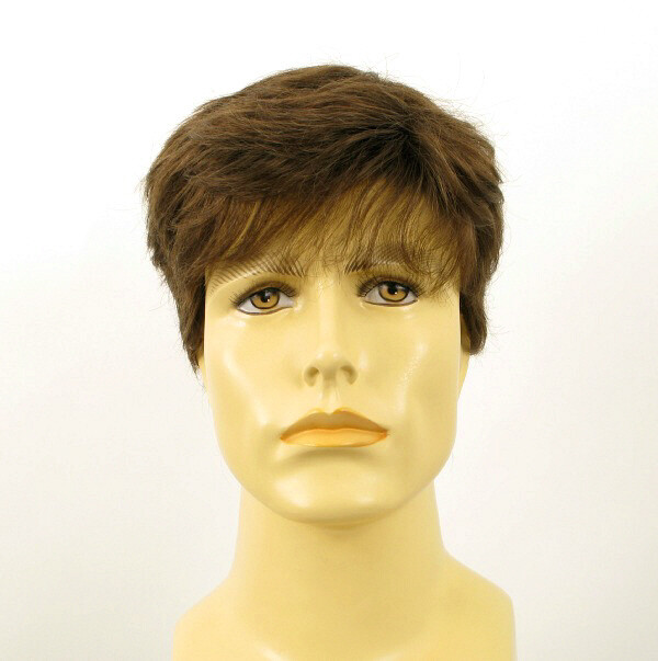 Perruque homme cheveux naturels JAMES 8 châtain idéale pour le sport et le bureau