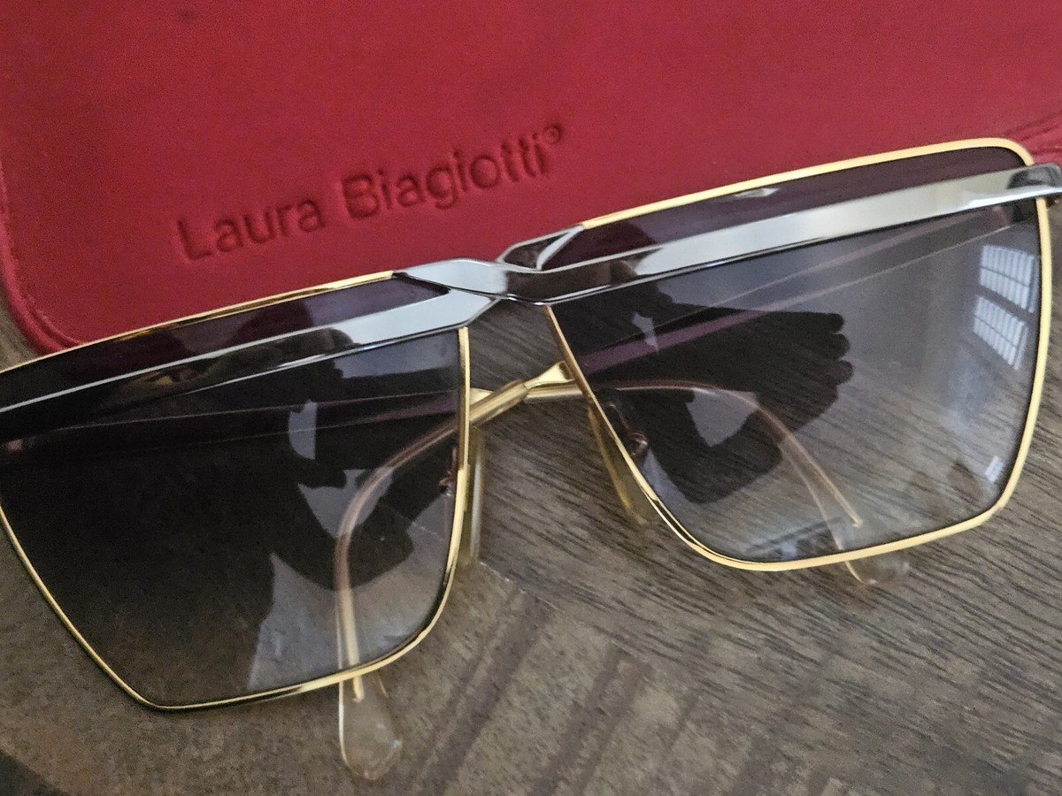 VINTAGE LAURA BIAGIOTTI T60 GOLD & SILVER MASK OVERSIZED  display picture 3