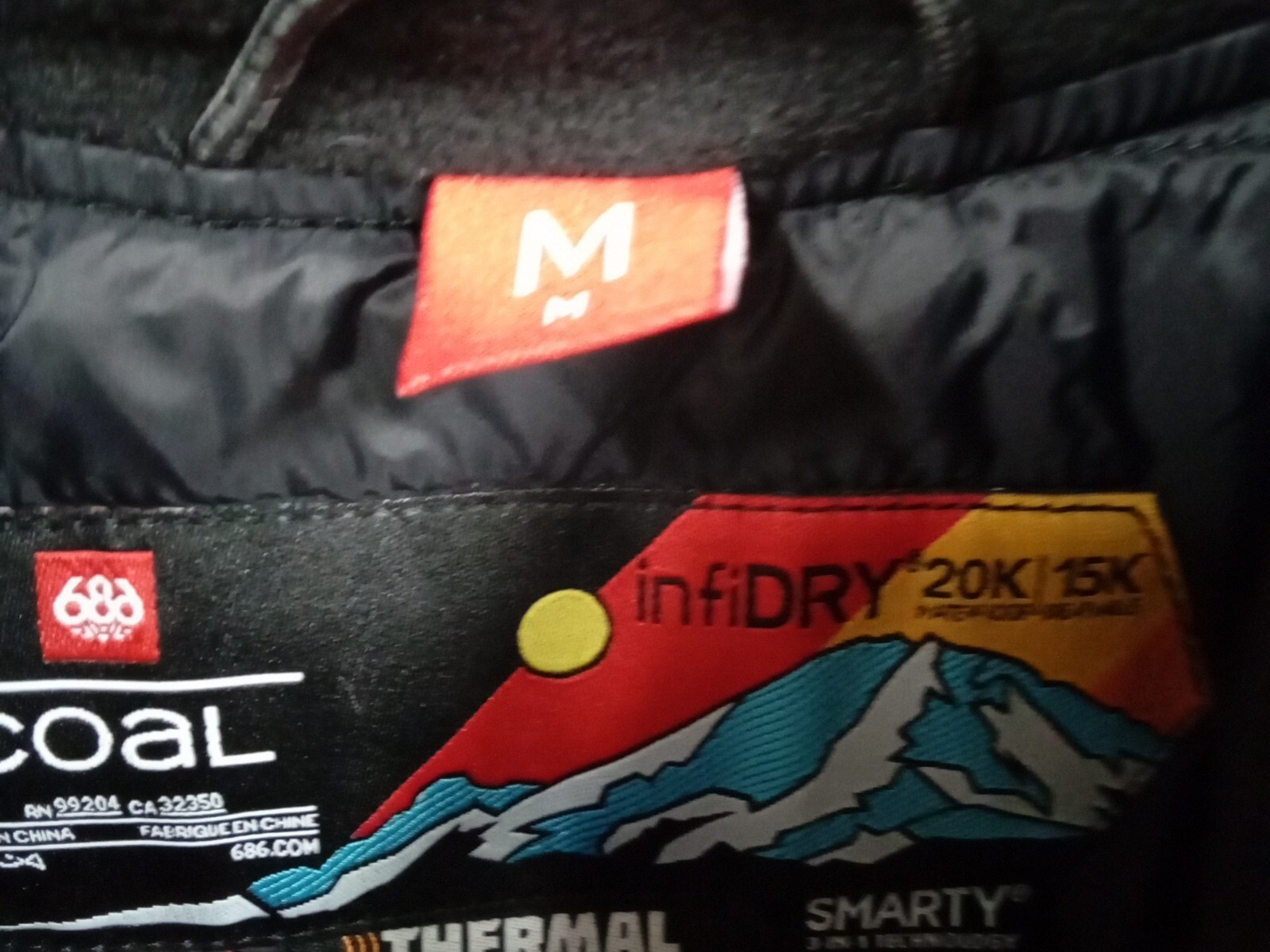 686 Coal Smarty 3-in-1 Thermagraph Vest Bib Snowboard Pants Mens Sz M Black #F1A