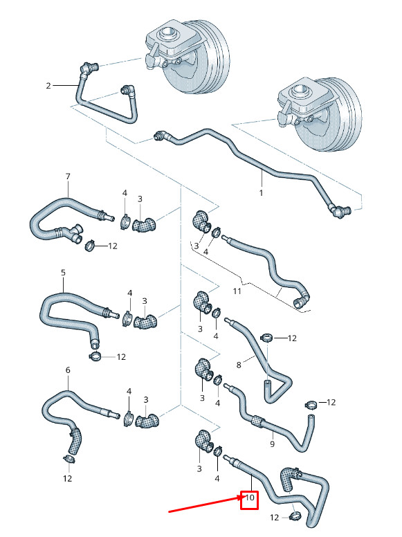 Tuyau de dépression de frein Audi A6 C7 4G0611931Ad