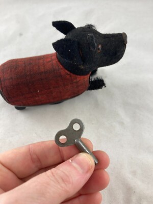 Seltener Vintage Schuco Scottie Hund funktionstüchtig mit Schlüssel Germany