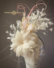Kentucky Derby Fascinator Cream White Royal Ascot Hat Cocktail Pink Bridal Hat