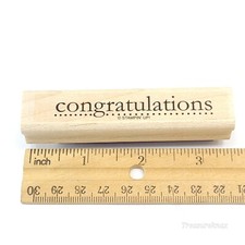 Congratulations Stampin Up Rubber Stamp wood mounted 3.5" Congrats
