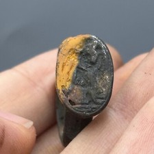 Wonderful Ancient Roman bronze ring with rare engraving