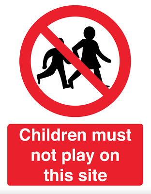 Kinder dürfen nicht auf dieser Seite spielen Hinweis Foamex Hart-PVC-Schild/Sticker Aufkleber