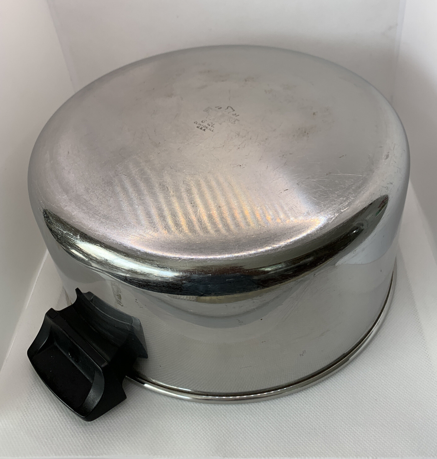 Revere Ware Dutch Oven 6 Qt USA 1801 Stainless Pot Aluminum Disc Bottom