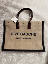 Saint Laurent  Rive Gauche Leather-trimmed Linen-canvas Tote In Brown